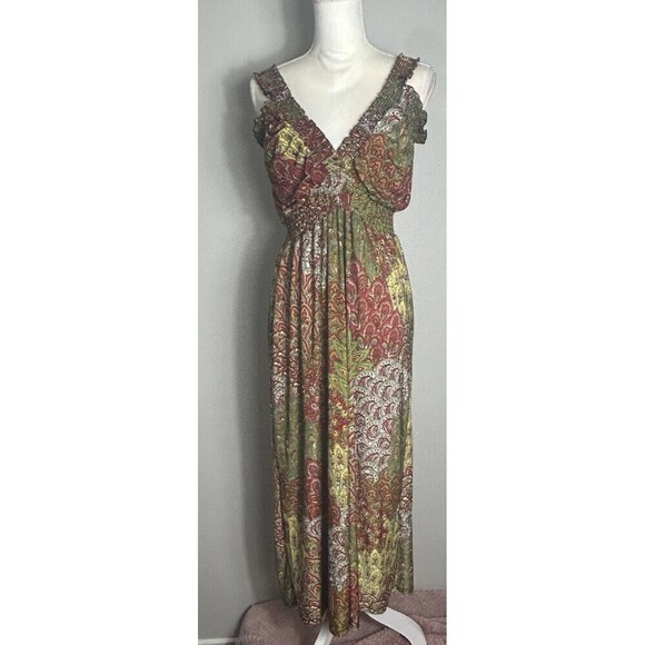 Seven Islands Dresses & Skirts - Seven Islands Sleeveless Ruffle Straps Paisley Print Maxi Dress Size Medium